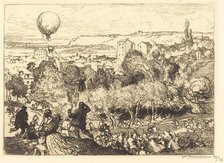The Falling Balloon, in Pre-Saint-Gervais (Lebaloon qui tombe, au Pre-Saint-Gervais), 1910. Creator: Auguste Lepere.
