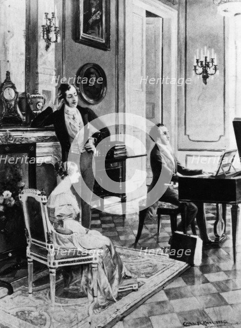 Felix Mendelssohn (1809-1847), performing for Queen Victoria and Prince Albert at Buckingham Palace. Artist: Unknown