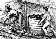 Woman and a boy working in a coal mine, Bolton, Lancashire, 1848. Artist: Unknown