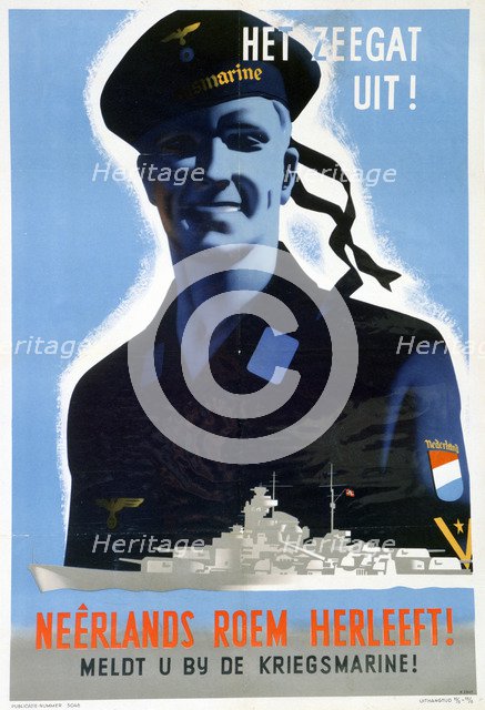 Recruitment poster encouraging Dutchmen to join the German navy, c1940-1945. Artist: Unknown