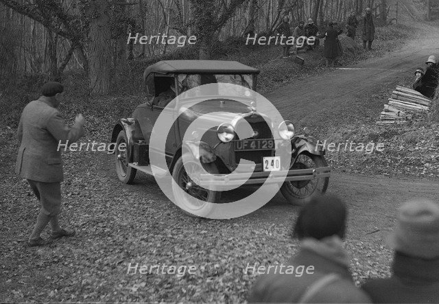 Ford Model A 2-seater of AJ Midgely competing in the Sunbeam Motor Car Club Bognor Trial, 1929. Artist: Bill Brunell.