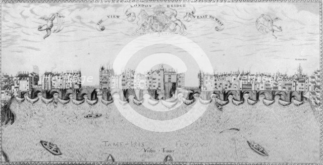 Old London Bridge, late 16th century. Artist: Unknown