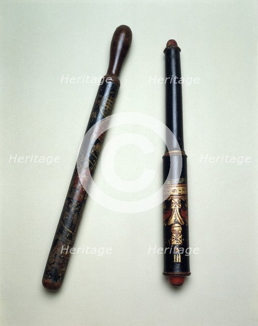 Truncheons carried by parish constables, 18th century. Artist: Unknown