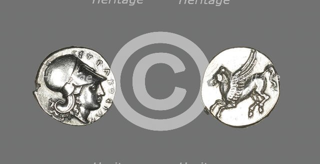 Stater (Coin) Depicting the Goddess Athena, 345-317 BCE. Creator: Unknown.