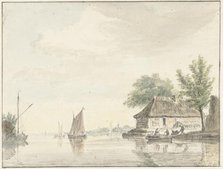 River landscape with sailing boats, 1733-1784. Creator: Hendrik Spilman.