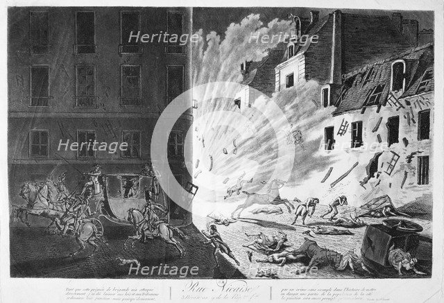 Attempt to assassinate Napoleon, 24 December, 1800. Artist: Anon