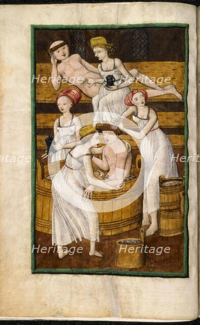 Bath. Miniature from The Jenský Codex, c1500. Creator: Zmilelý, Janícek (active Early 16th cen.).