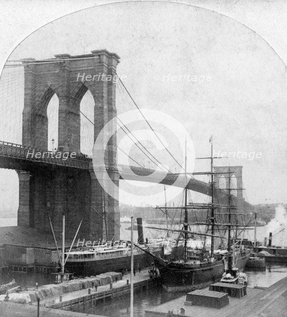 Brooklyn Bridge, New York, USA, late 19th century.Artist: William H Rau