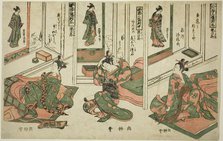 Set of Three Hanging Scrolls, Day Dream Plays (Kakemono sampukutsui utsusu no asobi), c. 1755. Creator: Nishimura Shigenaga.