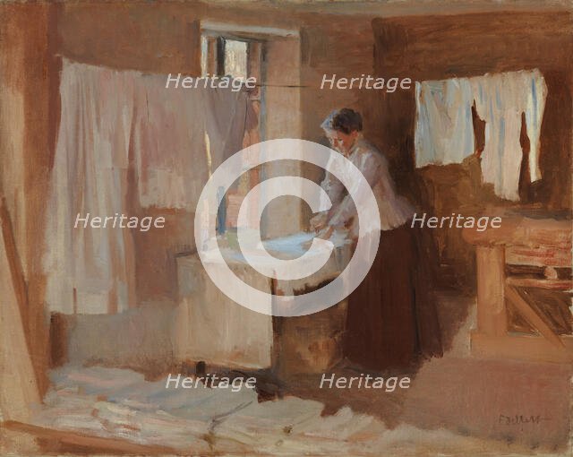 Woman Ironing, study for the Washerwomen, 1888. Creator: Albert Edelfelt.