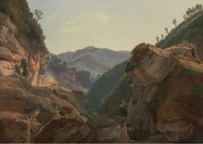 Mountain Landscape with Road to Naples, about 1821-1825. Creator: Charles Remond.