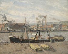 Port Of Rouen, Unloading Wood, 1898. Creator: Camille Pissarro.