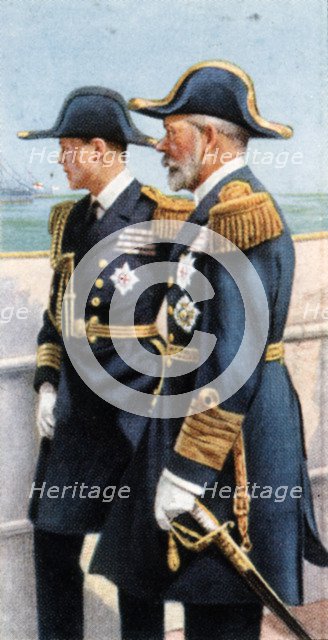 George V and the Prince of Wales reviewing the Fleet, July 26th, 1924, (c1935). Artist: Unknown