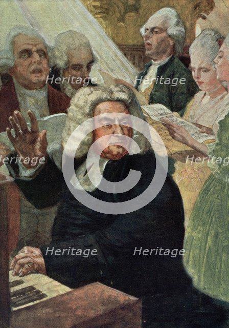 Johann Sebastian Bach at the organ.