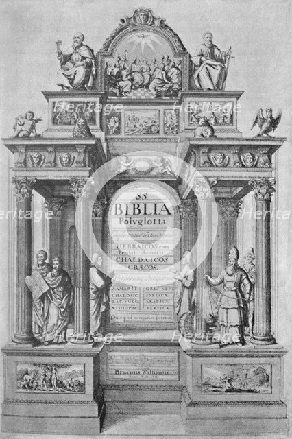 'Title-Page of Walton's Polyglot Bible', 1657, (1904). Artist: Wenceslaus Hollar.