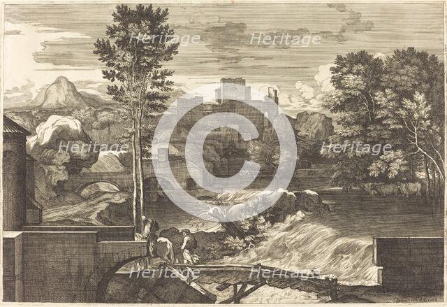 Landscape with Two Figures on a Bridge. Creator: Sébastien Bourdon.