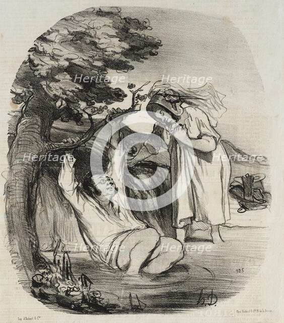 Une Imitation bourgeois du Zéphir de Prudhon, 1847. Creator: Honore Daumier.