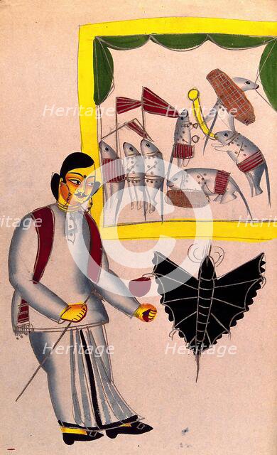 Illustration to a proverb: the philandering Babu and the musk rat at a party, 1870. Creator: Unknown.