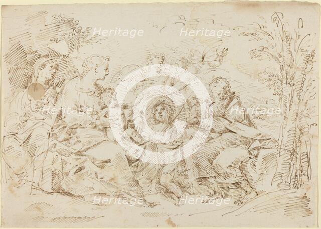 Holy Family with St. Elizabeth, St. John the Baptist, and Two Angels in a Landscape. Creator: Donato Creti.