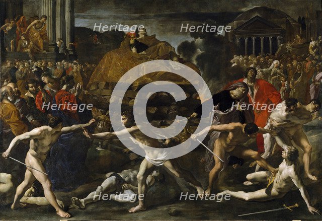 Funeral of a Roman emperor (Cremation ceremony). Artist: Lanfranco, Giovanni (1582-1647)