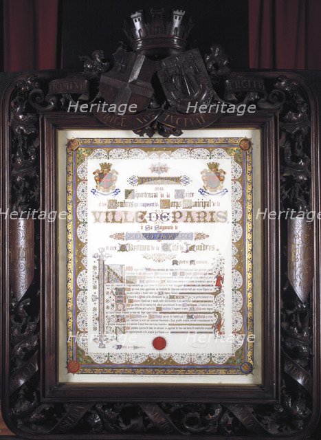 Illuminated vote of thanks from the Mayor of Paris to the Lord Mayor of London, 13 August 1852. Artist: JP Leon la Rue