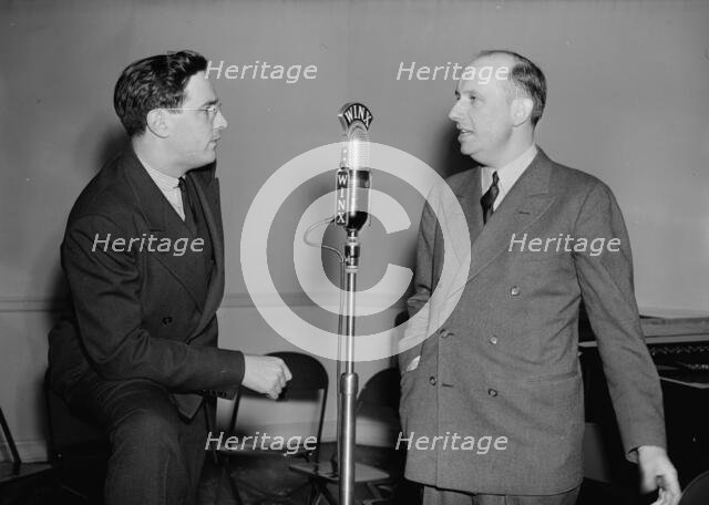 Portrait of Ted Weems and William P. Gottlieb, WINX, Washington, D.C., ca. 1940. Creator: Delia Potofsky Gottlieb.