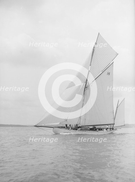 The yawl 'Celia' under way, 1913. Creator: Kirk & Sons of Cowes.