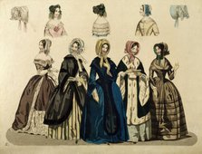 Fashion poster from Stockholm's Modejournal, 1845. Creator: Unknown.