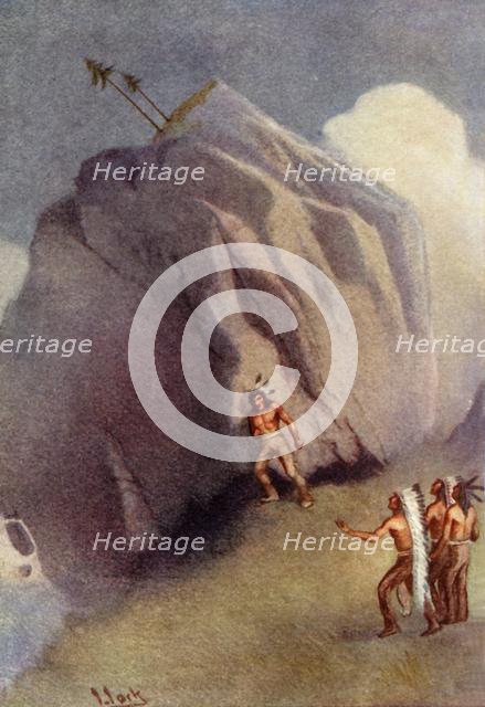 'He leaned his shoulder against the rock', 1914. Creator: Unknown.