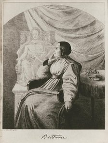 Bettina von Arnim before the design of her Goethe monument, 1838. Creator: Grimm, Ludwig Emil (1790-1863).