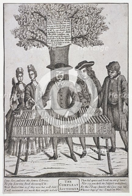 Bookseller at Moorfields, London, c1750. Artist: Sutton Nicholls