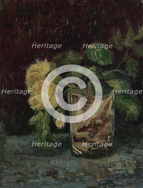 Glass with Yellow Roses.