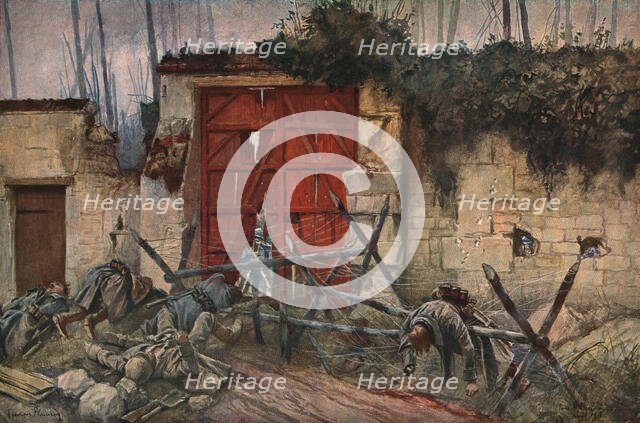 'Sur les Champs de Bataille de 1918; une porte du parc chateau de Plessis-de-Roye', 1918. Creator: Francois Flameng.