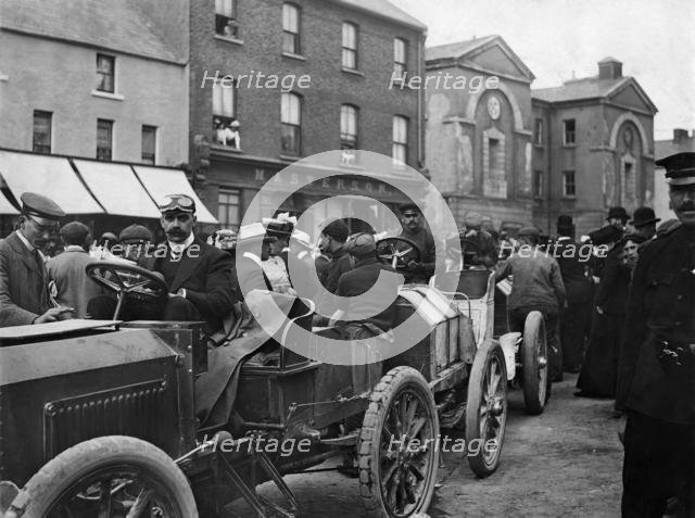 J.W. Stocks in Napier at Athy during 1903 Gordon Bennett race. Creator: Unknown.