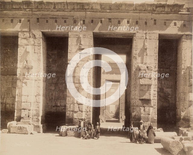 Madinet Habu, Second Court of Mortuary Temple of Ramesses III. Luxor, West Bank, between 1860 & 1903 Creator: Antonio Beato.
