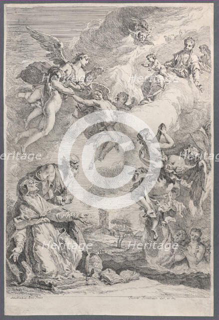 Pope Saint Gregory I Frees the Souls from Purgatory with His Prayers, 1731. Creator: Francesco Fontebasso.