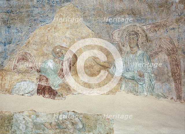 Balaam and the angel. Artist: Ancient Russian frescos  