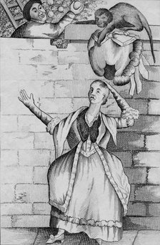 'Slight of hand by a Monkey - or the Ladys head unloaded', c1812. Artist: Unknown.