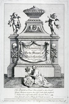 Monument to Queen Caroline, consort of George II, Westminster Abbey, London, 1737. Artist: George Bickham