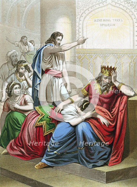 Daniel interpreting the writing on the wall at the feast of Belshazzar, king of Babylon. Artist: Unknown
