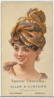 Irene Verona, from World's Beauties, Series 2 (N27) for Allen & Ginter Cigarettes, 1888., 1888. Creator: Allen & Ginter.