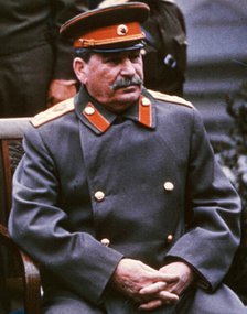 Stalin, Yalta Conference, February, 1945. This Kodak Kodachrome photograph was not colorized. Creators: Central Office of Information, Unknown.