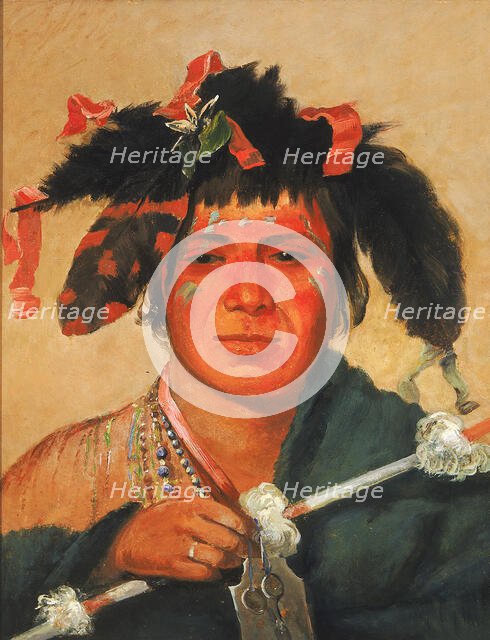 Ko-mán-i-kin-o-haw, Little Whale, a Brave, 1831. Creator: George Catlin.