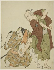 Actors playing the roles of Giheiji and his son-in-law, Danshichi Kurobei, Japan, c. 1768. Creator: Shunsho.