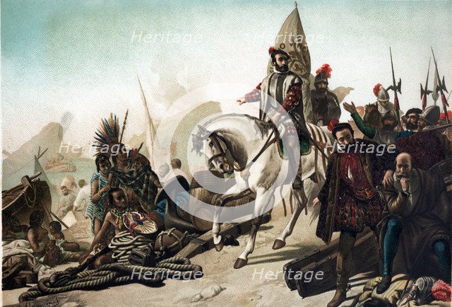 Victory of the troops of Hernán Cortes on Mexico forces led by Cuitláhuac, in the battle of Otumb…