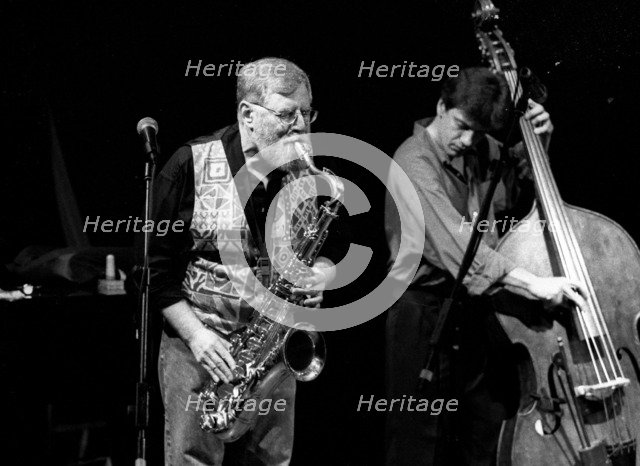 Lew Tabackin and Philippe Aerts, Brecon Jazz Festival, Brecon, Powys, Wales, 1999. Artist: Brian O'Connor.