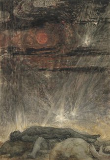 and the sun became black as sackcloth, the full moon became like blood. (Revelation 6:12-13), 1910. Creator: Stock, Henry John (1853-1930).