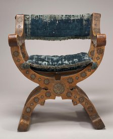 Walnut Dantesca Chair with Inlay Work, 15th century. Creator: Unknown.