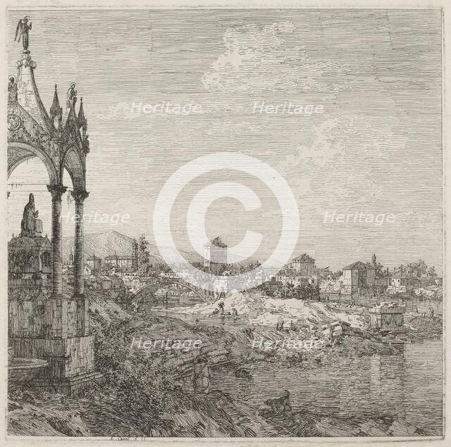 View of a Town with a Bishop's Tomb, c. 1735/1746. Creator: Canaletto.