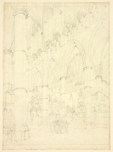 North Aisle, Westminster Abbey, c. 1809. Creator: Augustus Charles Pugin.
